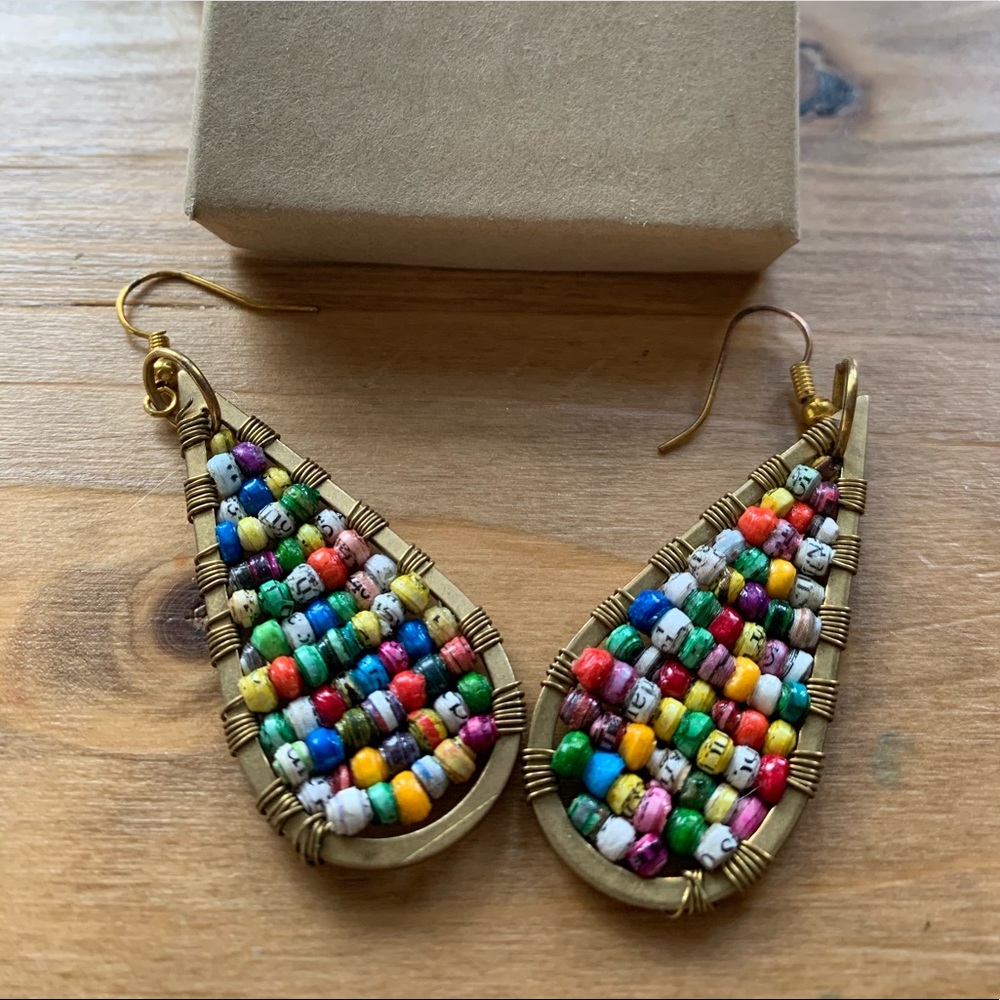 Noonday Collection Paper Bead Teardrop Earrings